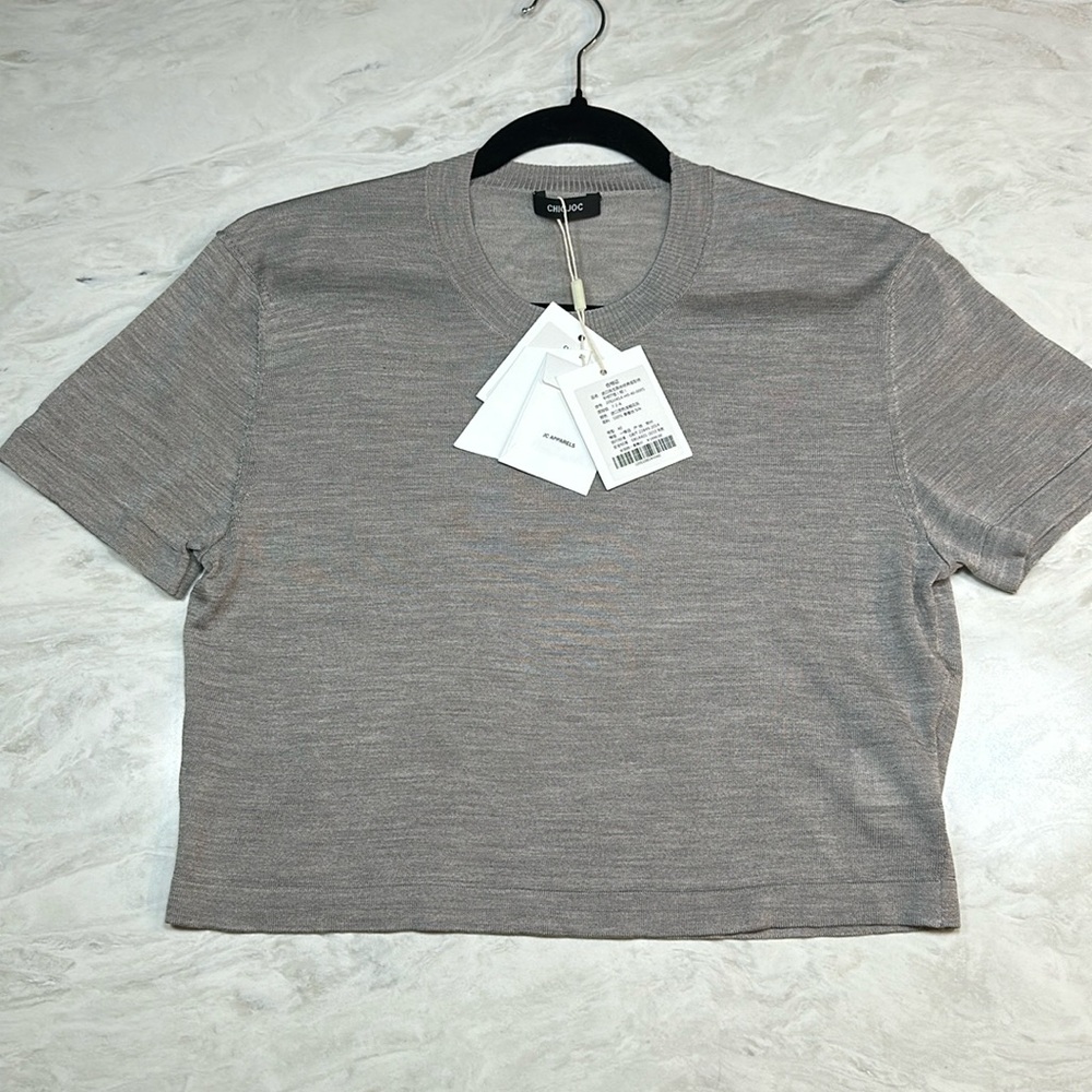 100% 6A High-Count Silk Classic Crewneck Knitted T-Shirt (Brand New)